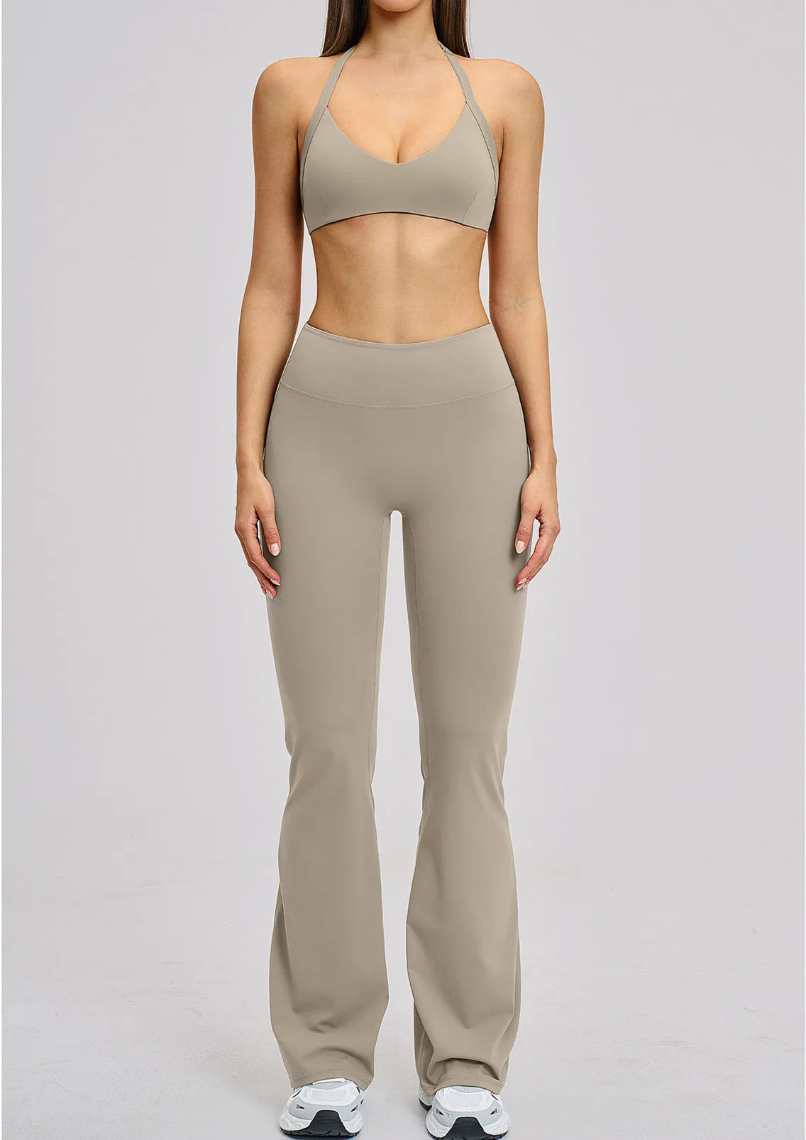 Women’s Flare Leggings Set with Hollow Back Sports Bra | Gym & Yoga