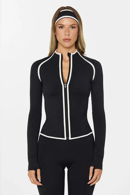 Seamless Zip Jacket Set for Women – Body Sculpting Yoga & Gym Outfit