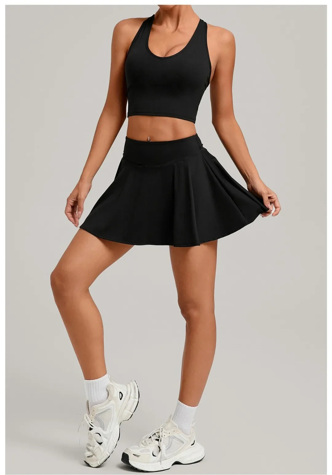 Women’s Tennis Skirt Set – High Waist Activewear with Pockets