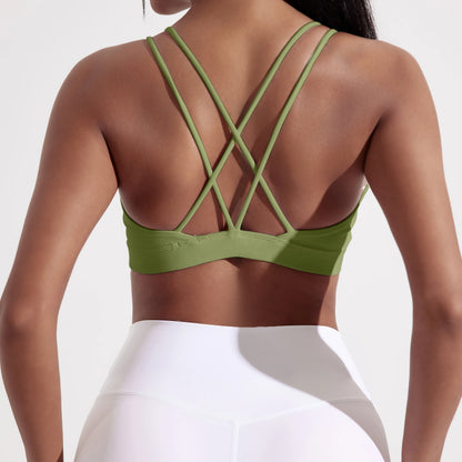 Women’s High Support Cross-Back Sports Bra – Soft Padded Gym & Yoga Top