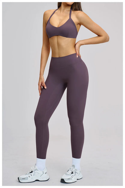 Women’s Flare Leggings Set with Hollow Back Sports Bra | Gym & Yoga