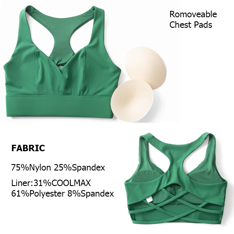 Women’s High Impact Push-Up Sports Bra – Seamless Stretch Gym Crop Top