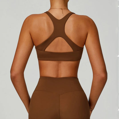 Women’s Cross Back High-Impact Sports Bra – Shockproof Halter Neck Gym & Yoga Bra