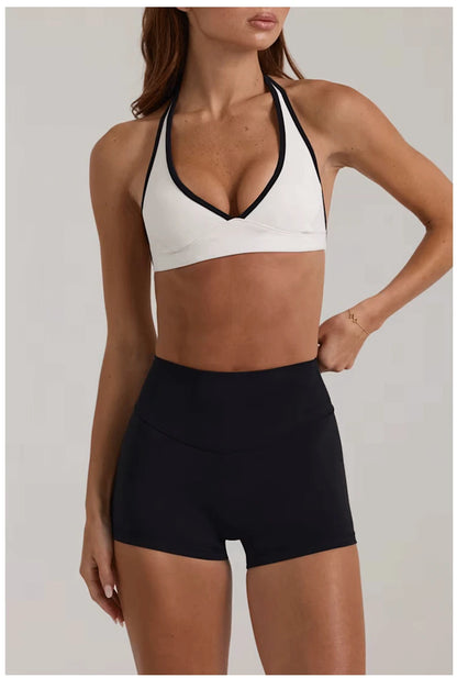 Women’s High Elastic Activewear Set – Seamless Sports Bra & Biker Shorts
