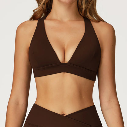 Women’s Pleated Sports Bra Push-Up – Quick-Dry Shockproof Workout Top