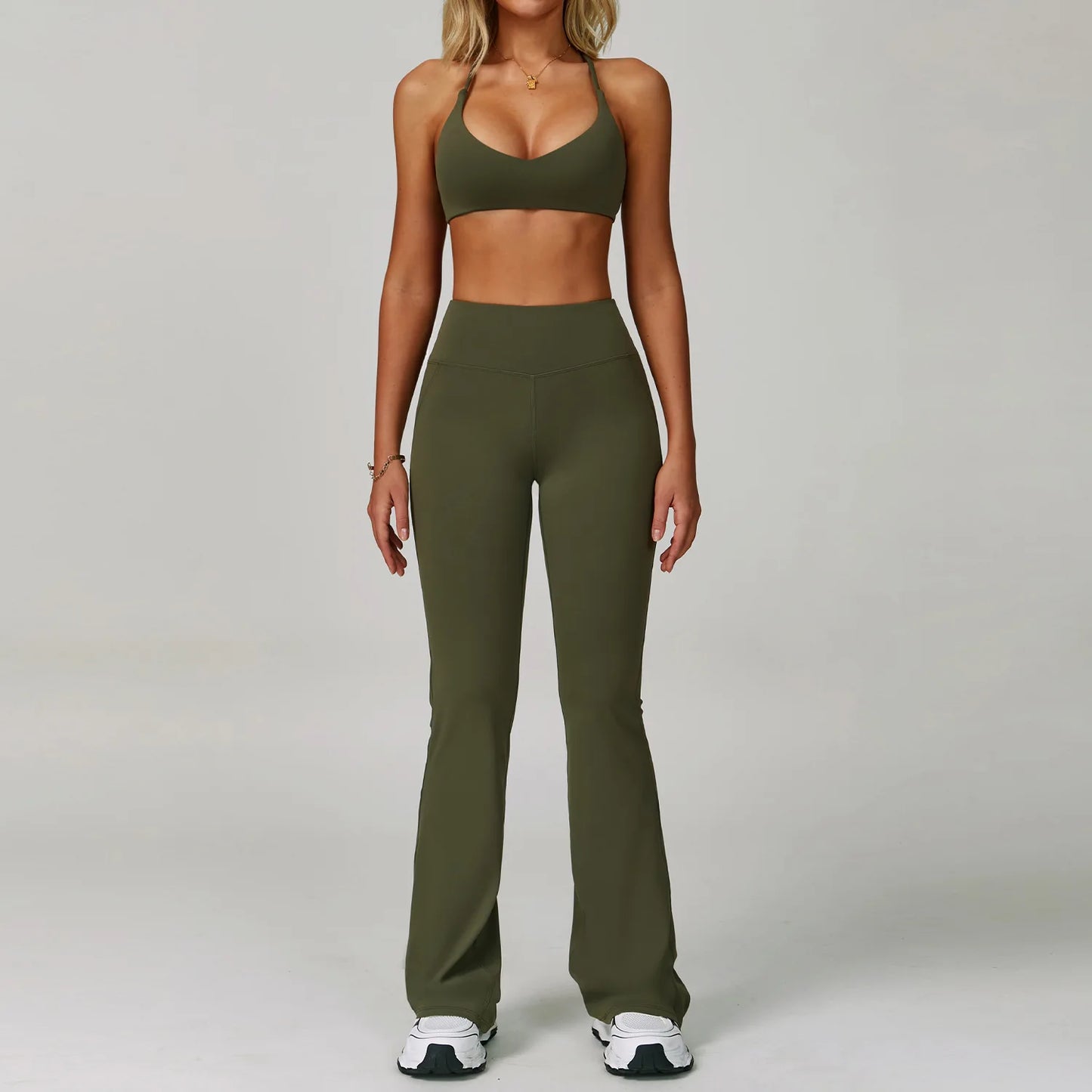 Yoga Set Women's Sportswear Yoga Suit Sports Top High Waist Leggings Two Piece Workout Clothes Fitness Gym Sets Athletic Wear