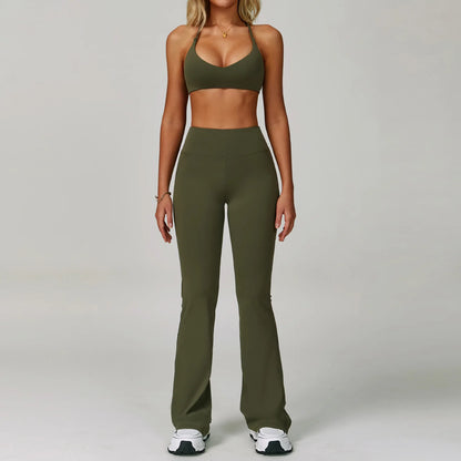 Yoga Set Women's Sportswear Yoga Suit Sports Top High Waist Leggings Two Piece Workout Clothes Fitness Gym Sets Athletic Wear