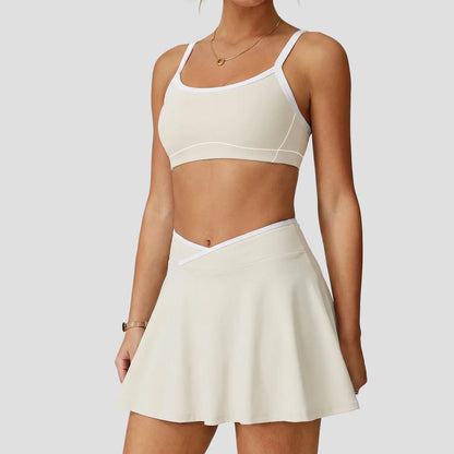 2-Piece Women’s Activewear Set – Halter Sports Bra & Tennis Skirt | Gym, Golf & Yoga Outfit