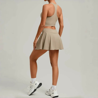 Women’s Tennis Skirt Set – High Waist Activewear with Pockets