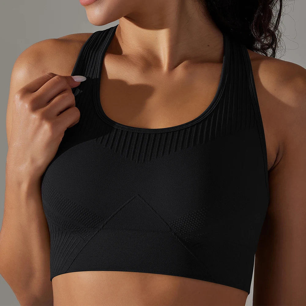 Seamless Shockproof Sports Bra for Women – Padded Yoga & Gym Tank Top