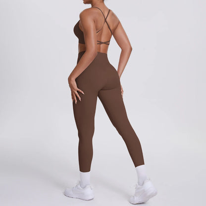 Yoga Suit Sports Set Gym Seamless High Impact Sports Bra Women's High Waist and Hips Tight Peach Buttocks Pants Womens Sportswea