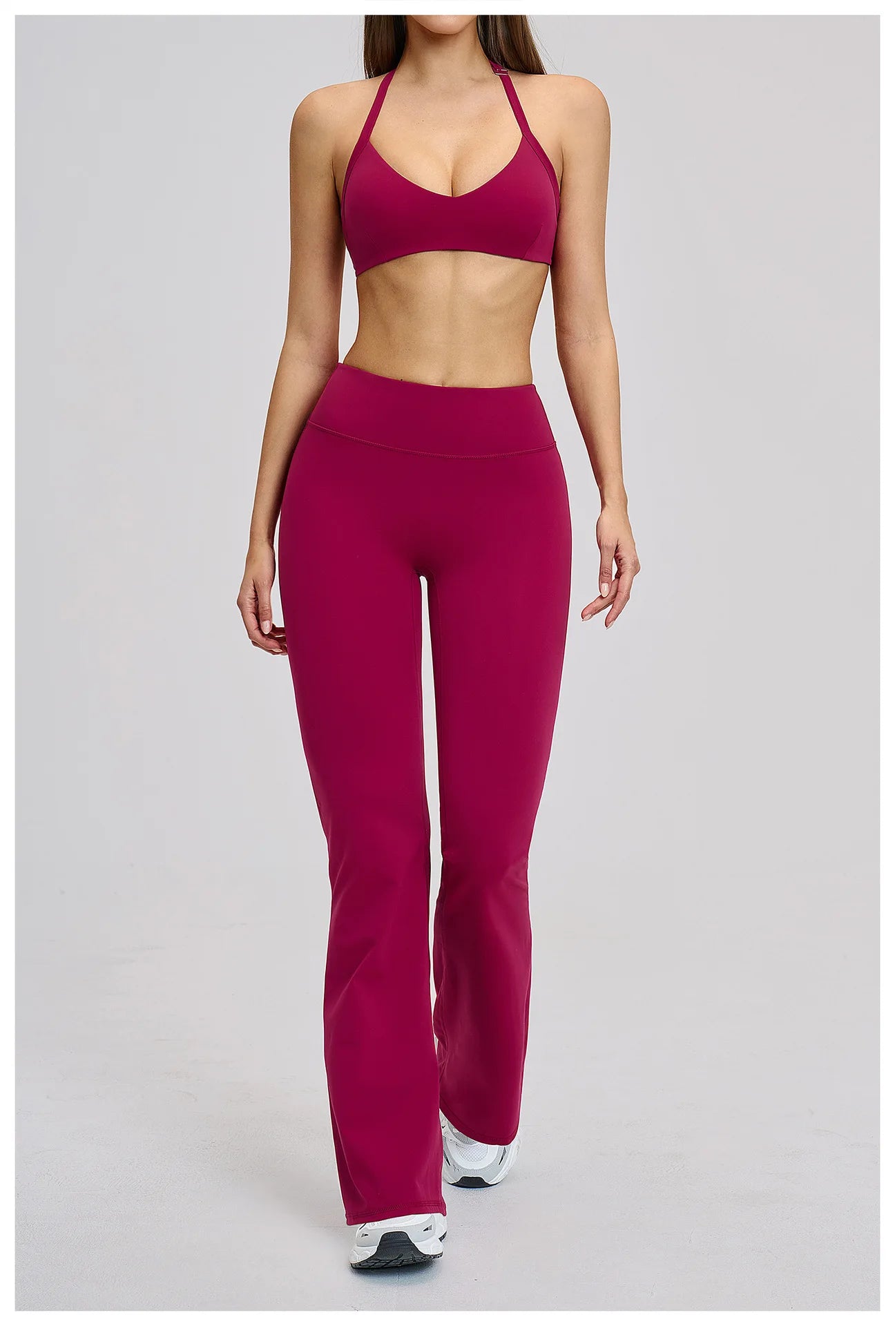 Women’s Flare Leggings Set with Hollow Back Sports Bra | Gym & Yoga