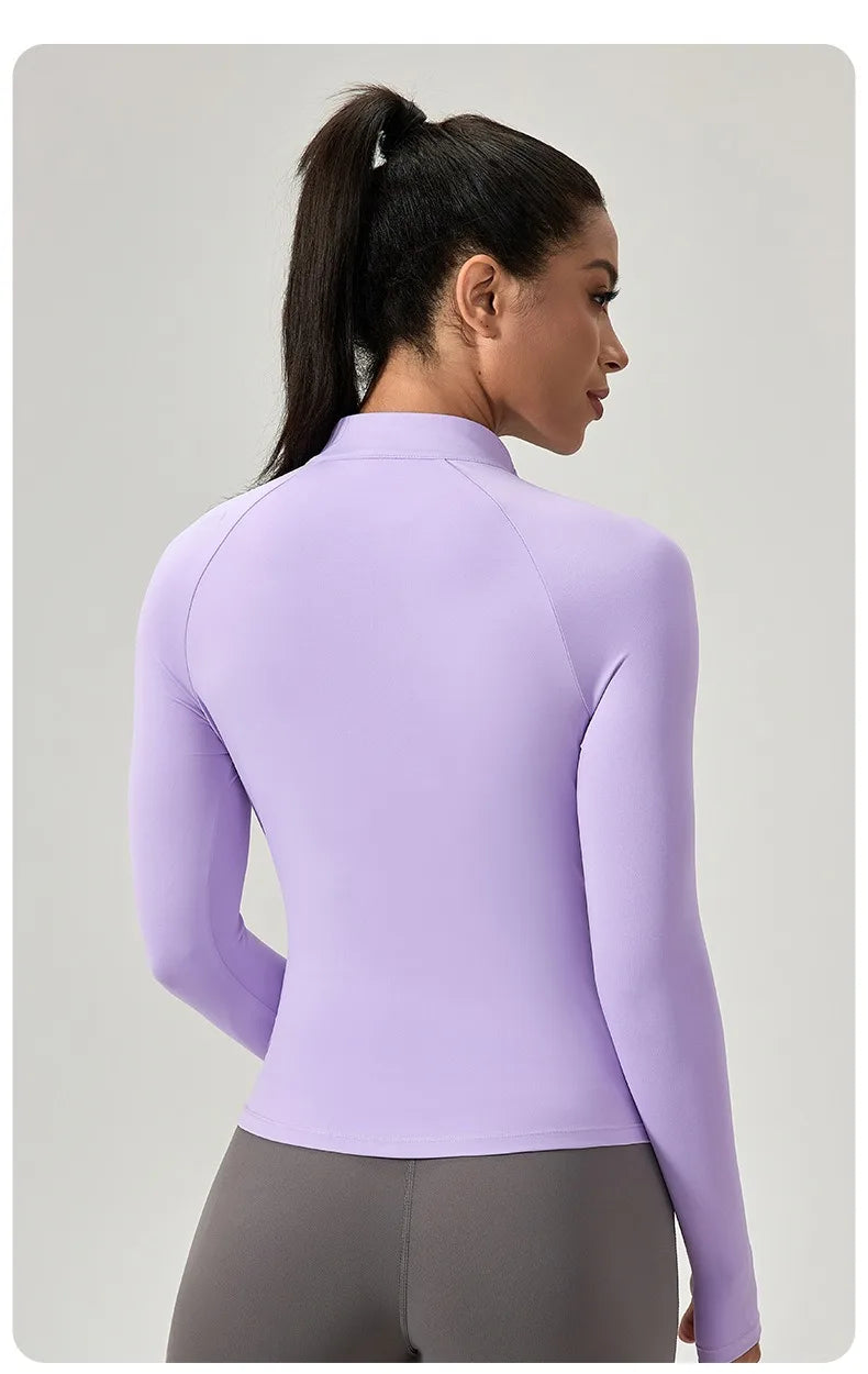 Women's Half-Zip Performance Top – Sculpt Fit Long Sleeve Activewear