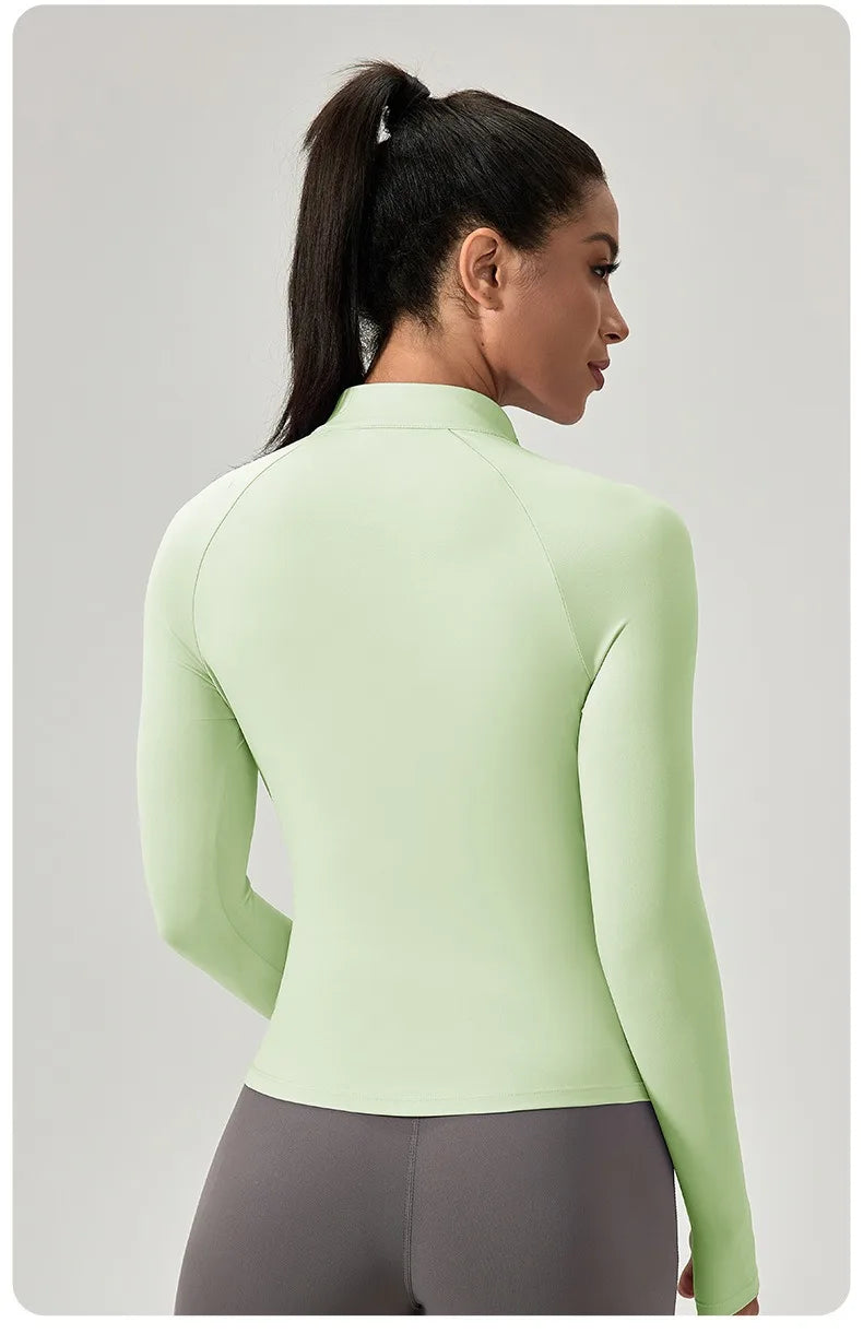 Women's Half-Zip Performance Top – Sculpt Fit Long Sleeve Activewear