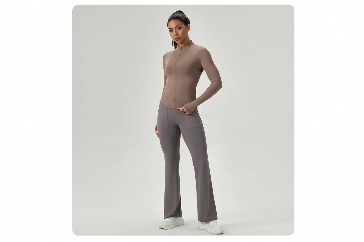 Women's Half-Zip Performance Top – Sculpt Fit Long Sleeve Activewear