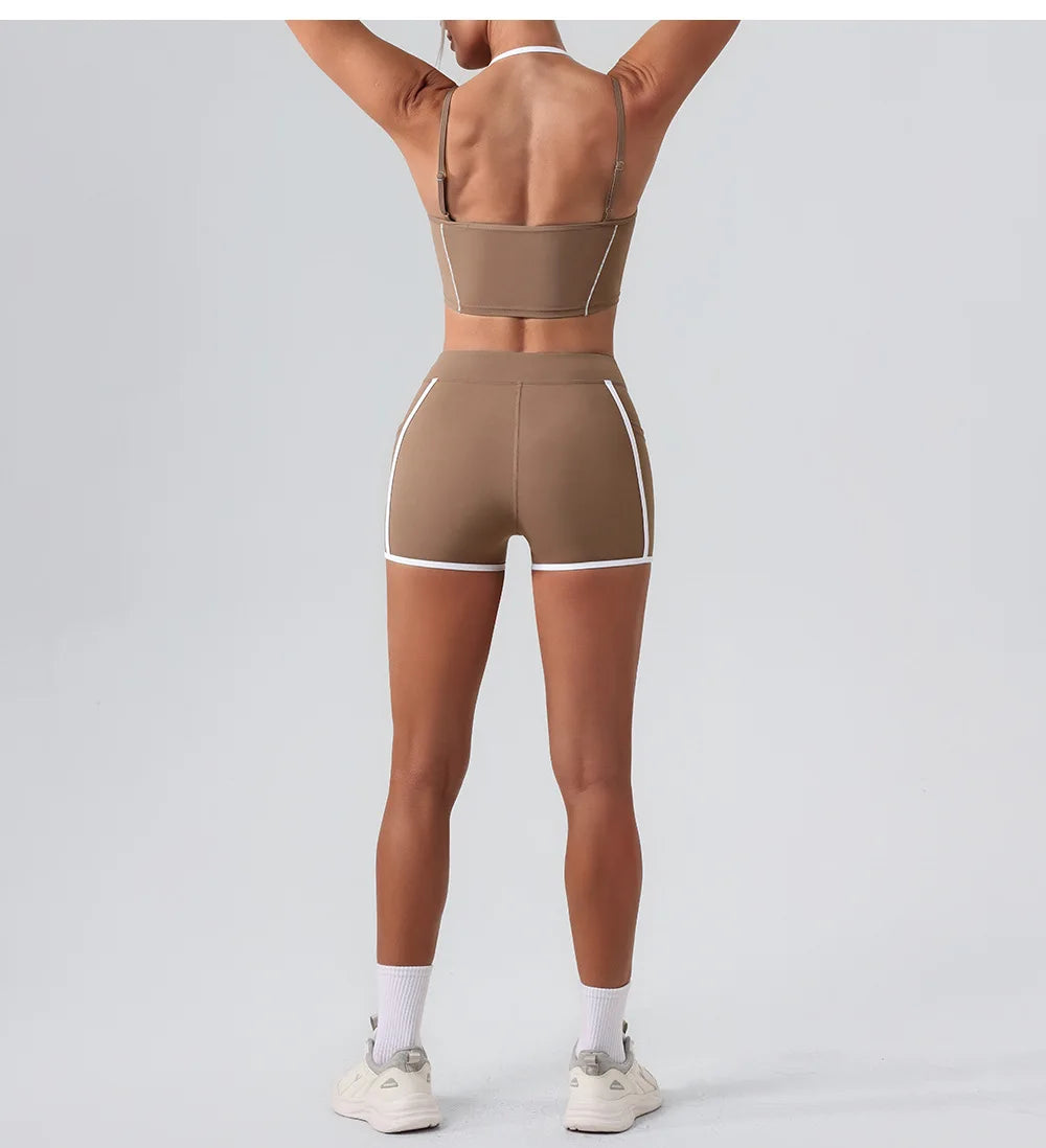 Women’s Halter Neck Fitness Tank Top – Adjustable Strap Running Sports Bra