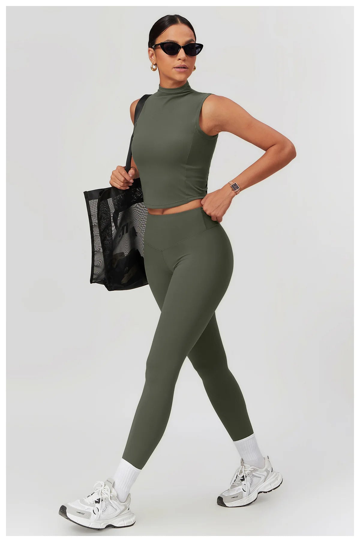 Seamless Women’s Yoga Set – Short Sleeve Top & Sculpting High-Waist Leggings Activewear