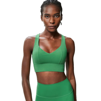 Women’s High Impact Push-Up Sports Bra – Seamless Stretch Gym Crop Top