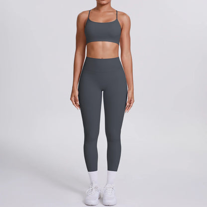 Yoga Suit Sports Set Gym Seamless High Impact Sports Bra Women's High Waist and Hips Tight Peach Buttocks Pants Womens Sportswea