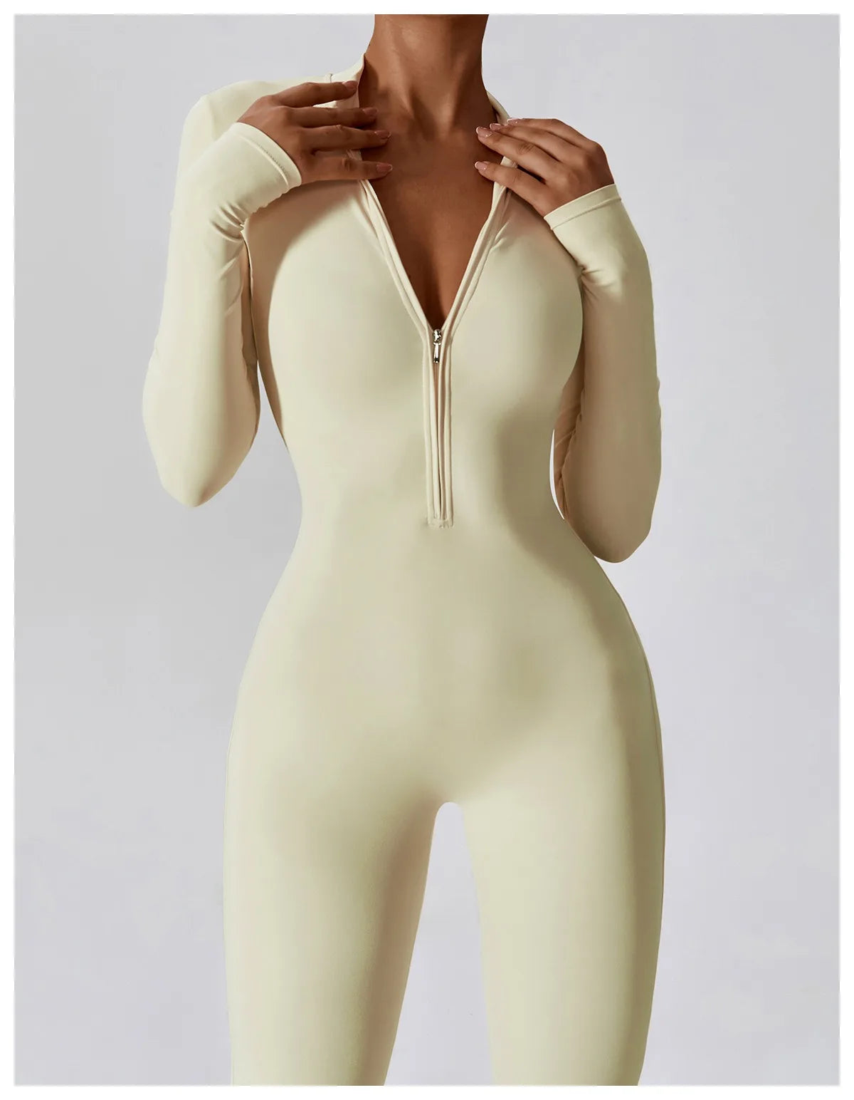 Warm Plush One-Piece Fitness Jumpsuit for Women | Long Sleeve Gym Wear