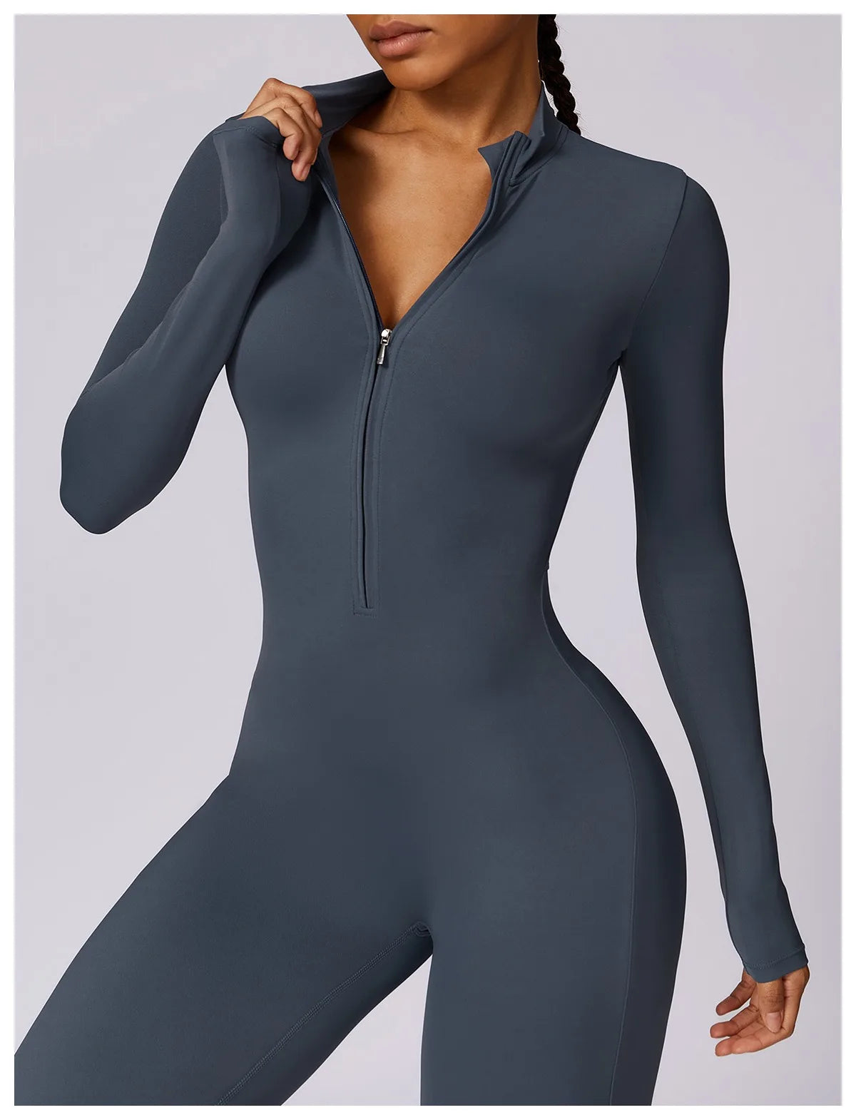 Warm Plush One-Piece Fitness Jumpsuit for Women | Long Sleeve Gym Wear