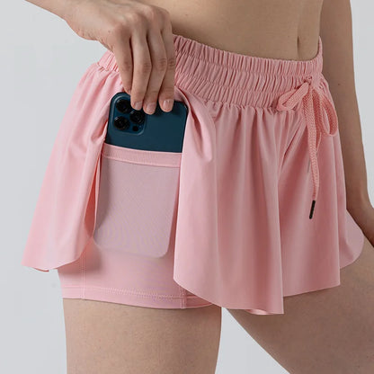 2-in-1 Flowy Skort for Women | Gym, Running, Yoga & Tennis Shorts