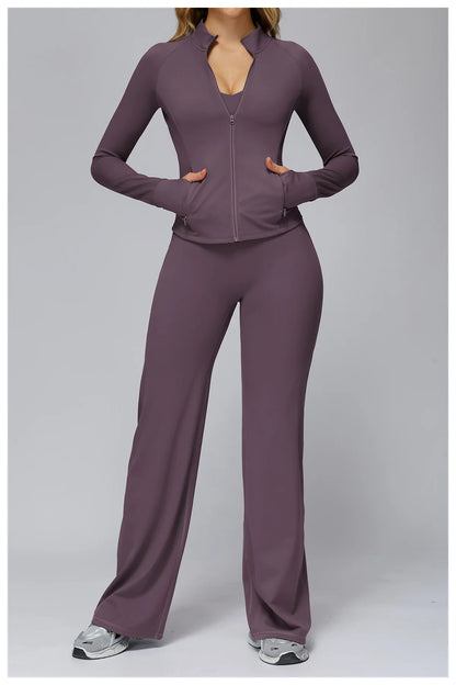 Women’s Zip-Up Performance Jacket – Long Sleeve Quick-Dry Gym & Yoga Activewear