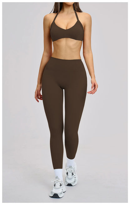 Women’s Flare Leggings Set with Hollow Back Sports Bra | Gym & Yoga