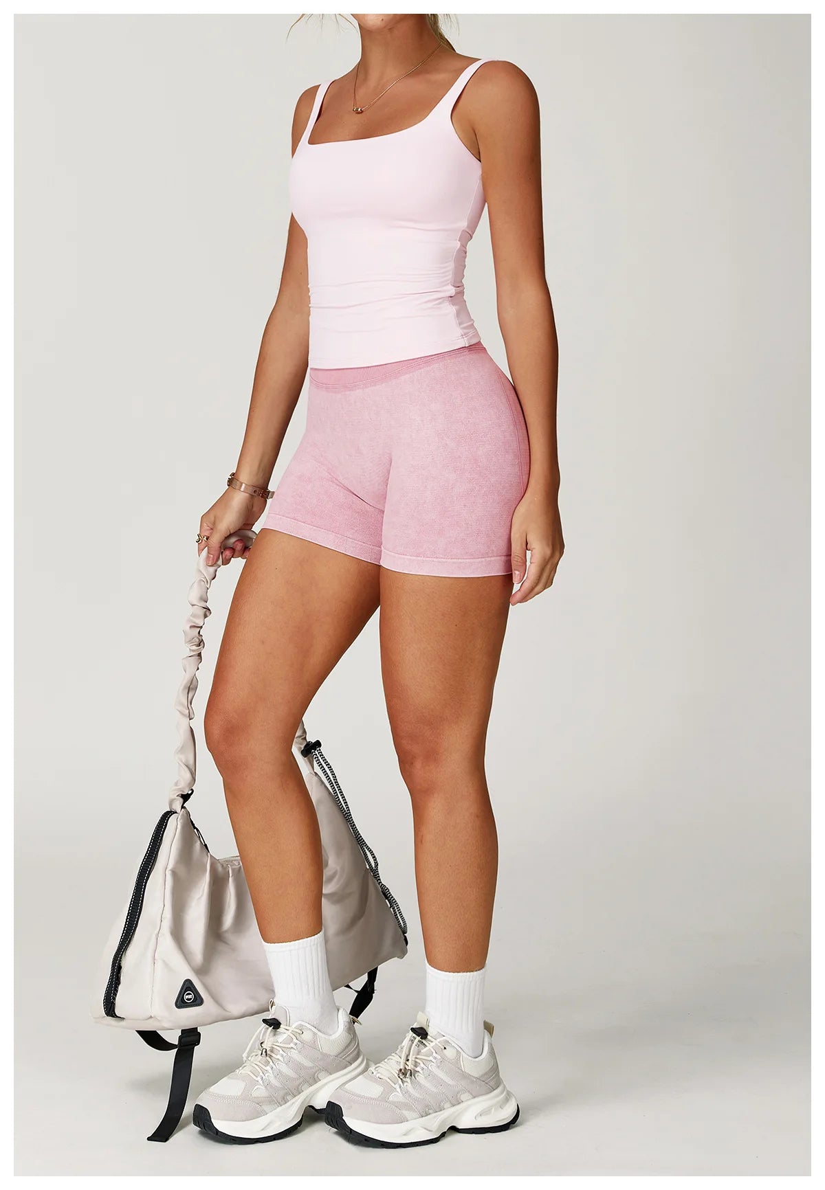 Women’s High Waist Sand Washed Gym Shorts – Sculpt & Lift Fit