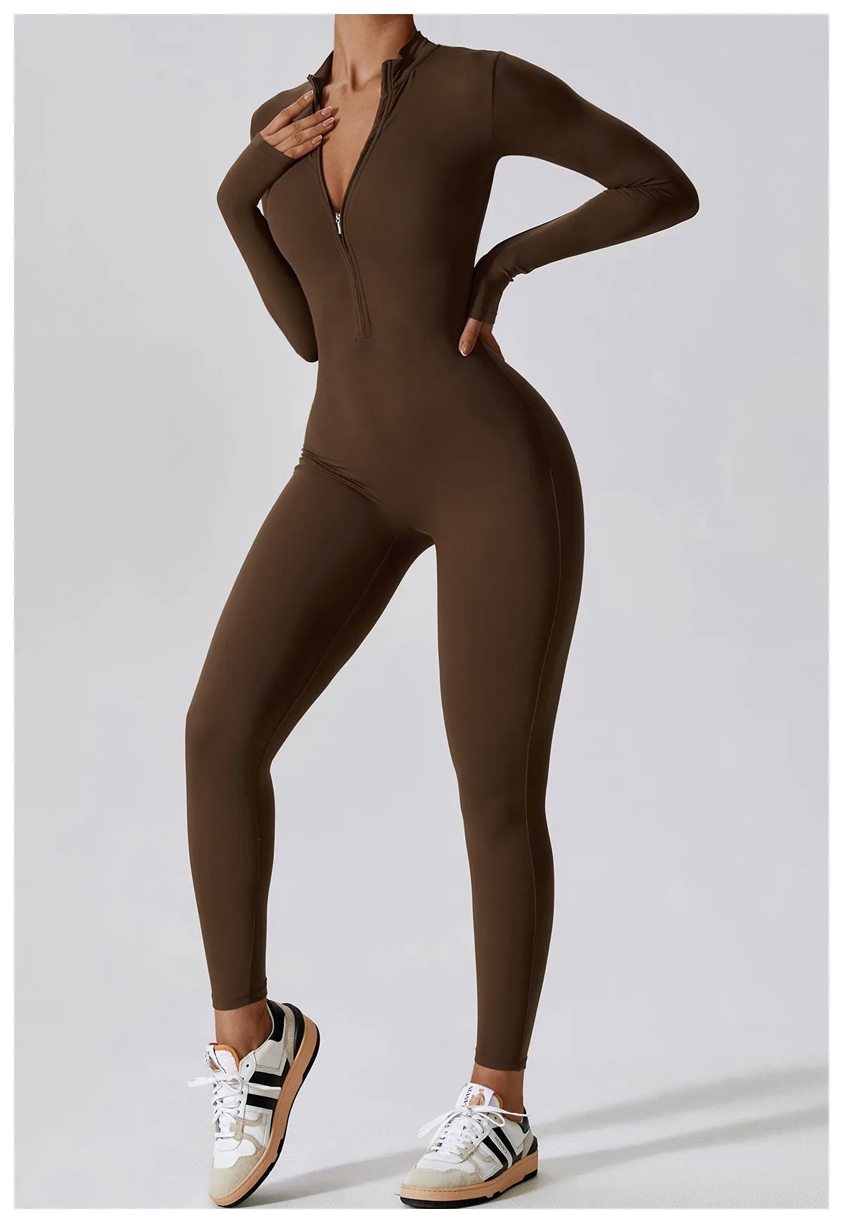 Warm Plush One-Piece Fitness Jumpsuit for Women | Long Sleeve Gym Wear