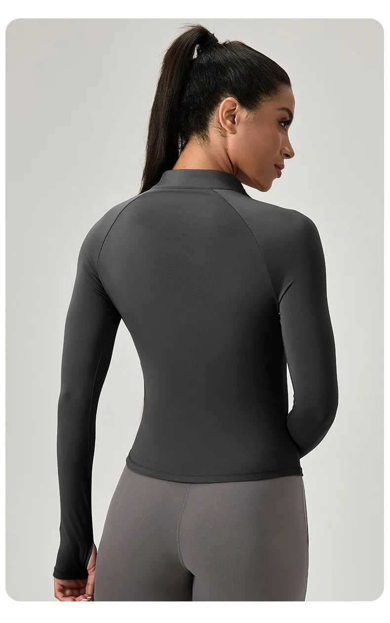Women's Half-Zip Performance Top – Sculpt Fit Long Sleeve Activewear