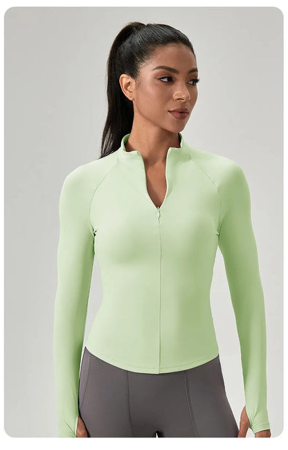 Women's Half-Zip Performance Top – Sculpt Fit Long Sleeve Activewear