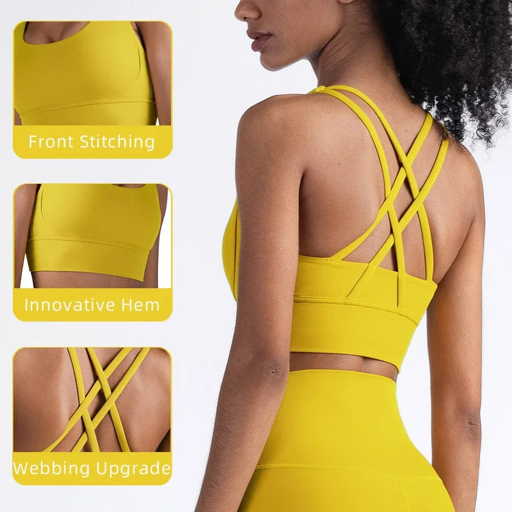 Cross Back Sports Bra for Women | Breathable Fitness & Yoga Top