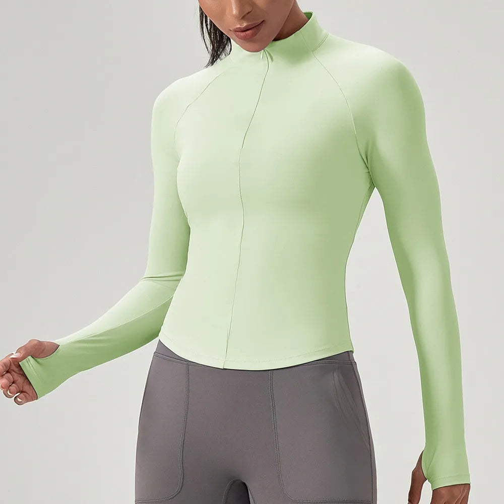 Women's Half-Zip Performance Top – Sculpt Fit Long Sleeve Activewear