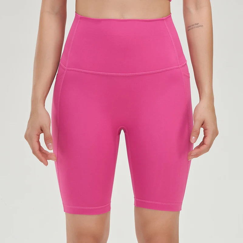 Seamless High Waist Workout Shorts for Women | Gym, Yoga & Cycling Shorts with Pockets