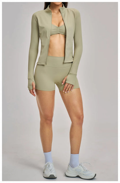Women’s Zip-Up Performance Jacket – Long Sleeve Quick-Dry Gym & Yoga Activewear