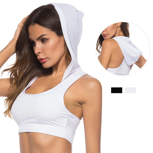 Women’s Quick-Dry Hooded Sports Tank Top – Elastic Fitness Yoga Running Vest