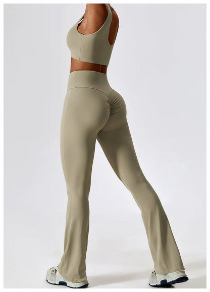 Women’s Seamless Activewear Set – Long Sleeve Crop Top & Sculpting Gym Leggings (2PCS)