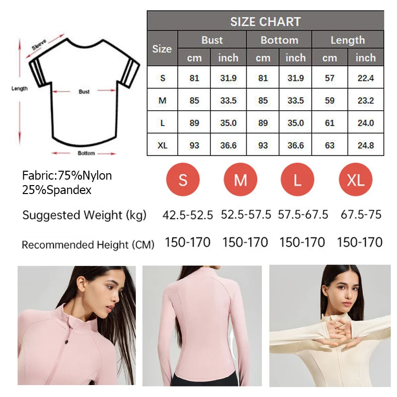 Women’s Slim Fit Running Jacket – Breathable Long Sleeve Gym & Workout Top