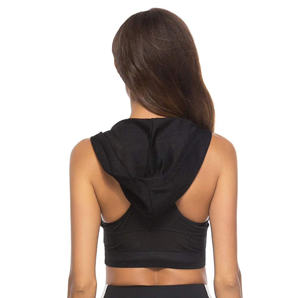 Women’s Quick-Dry Hooded Sports Tank Top – Elastic Fitness Yoga Running Vest