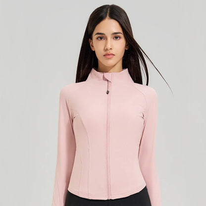 Women’s Slim Fit Running Jacket – Breathable Long Sleeve Gym & Workout Top
