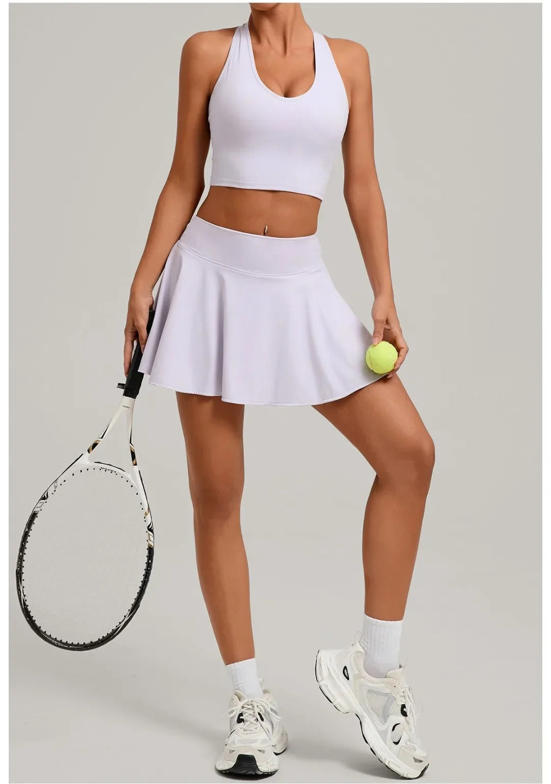 Women’s Tennis Skirt Set – High Waist Activewear with Pockets