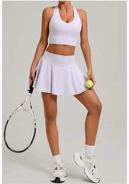 Women’s Tennis Skirt Set – High Waist Activewear with Pockets
