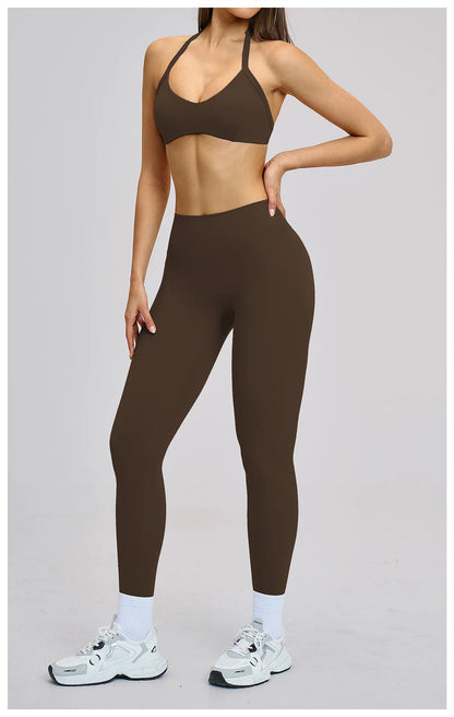 Women’s Flare Leggings Set with Hollow Back Sports Bra | Gym & Yoga