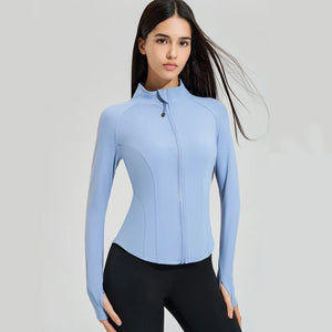 Women’s Slim Fit Running Jacket – Breathable Long Sleeve Gym & Workout Top
