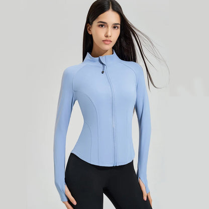 Women’s Slim Fit Running Jacket – Breathable Long Sleeve Gym & Workout Top