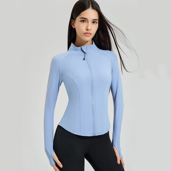 Women’s Slim Fit Running Jacket – Breathable Long Sleeve Gym & Workout Top