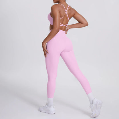 Yoga Suit Sports Set Gym Seamless High Impact Sports Bra Women's High Waist and Hips Tight Peach Buttocks Pants Womens Sportswea