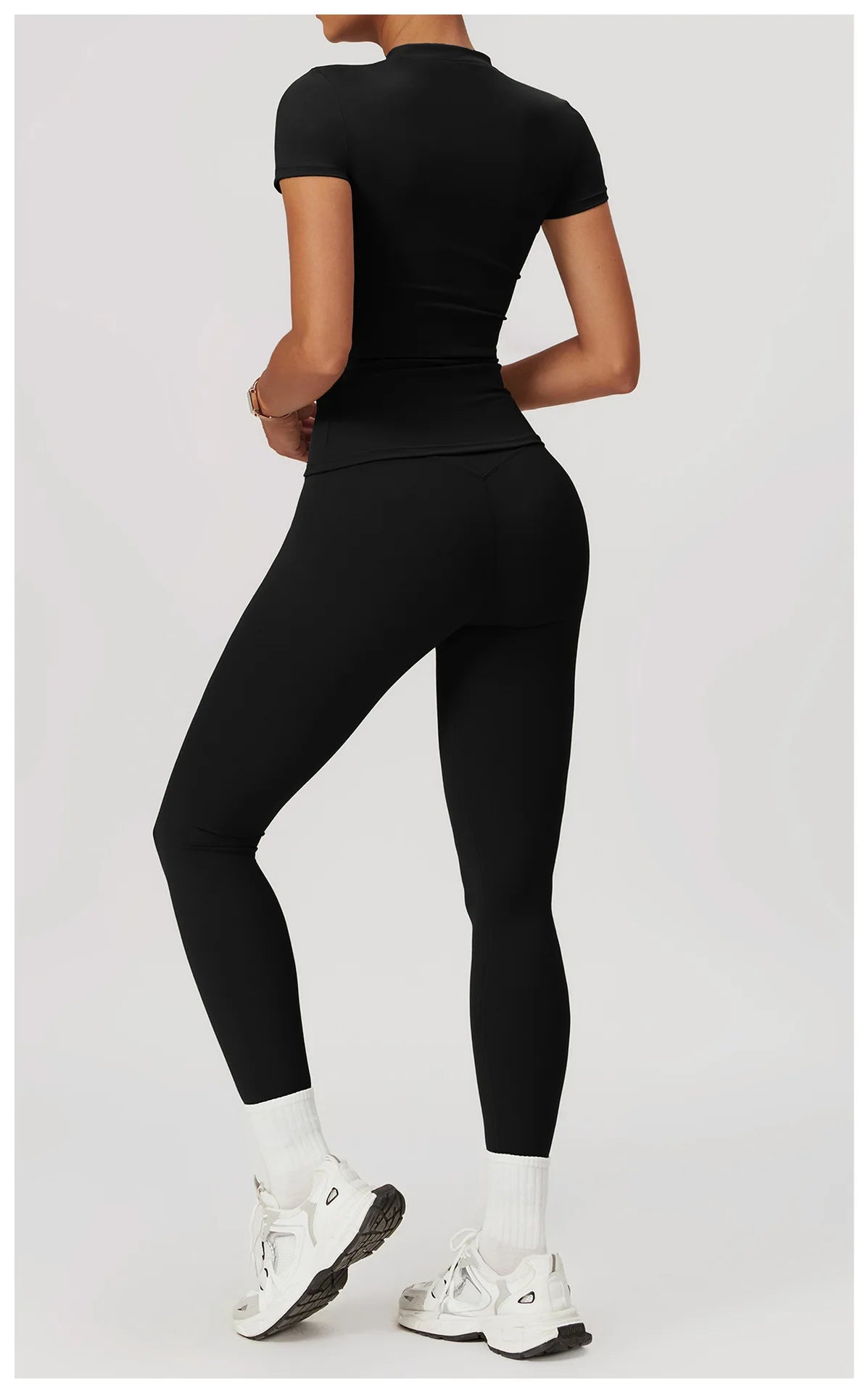 Seamless Women’s Yoga Set – Short Sleeve Top & Sculpting High-Waist Leggings Activewear