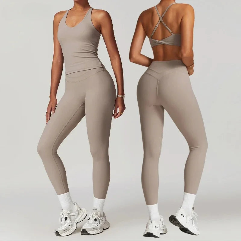 2 Pieces Sportswear Women Yoga Set Gym Clothes Sportswear Yoga Suits Fitness Set Tracksuits Sports Bra Gym High Waist Leggings